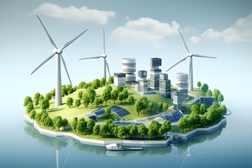 wind turbine and turbines - obrazy, fototapety, plakaty