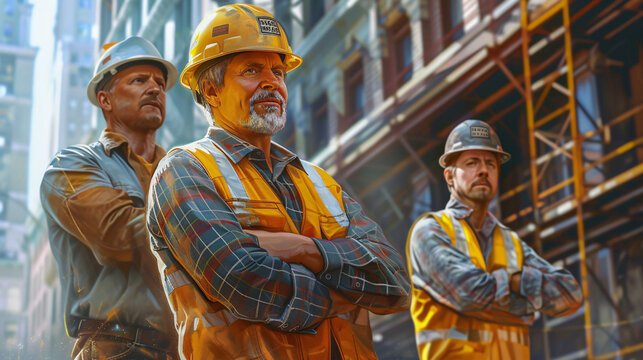 Labor Day Celebration, where Hard Hat-Wearing Participants Come Together.