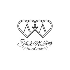 Letters AA Wedding Love Logo, for couples with A and A initials