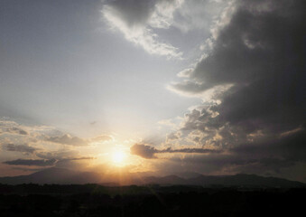 sunset sky with clouds 雲の広がる夕焼け空