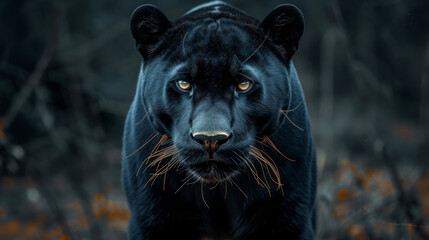 Naklejka na ściany i meble a fierce pantera staring at the camera with intense powerful eyes