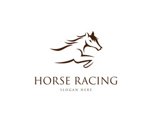 Horse Racing Logo Design Elegant Vector Template Illustration.