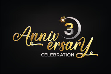 Star element gold color mixed luxury 3th anniversary invitation celebration