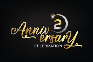 Star element gold color mixed luxury 2th anniversary invitation celebration