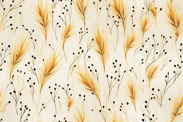 abstract seamless pattern with branches and plants on white background