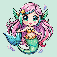 a cute mermaids chibi pastel colors (5)