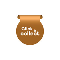 Click and collect sign on white background	