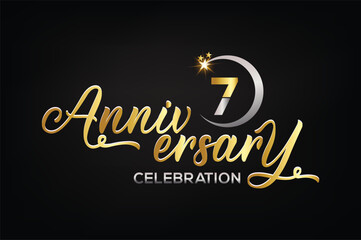 Star element gold color mixed luxury 7th anniversary invitation celebration