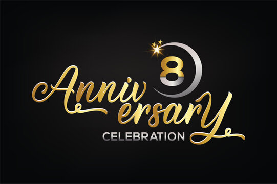Star element gold color mixed luxury 8th anniversary invitation celebration