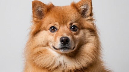 Obraz premium Orange german spitz dog on grey background