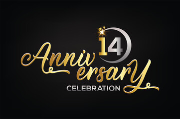 Star element gold color mixed luxury 14th anniversary invitation celebration