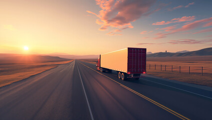 Industrial Transport Truck on the Open Road
