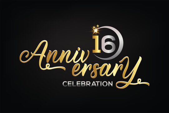 Star element gold color mixed luxury 16th anniversary invitation celebration