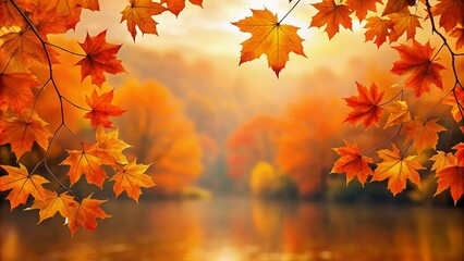 Naklejka na ściany i meble autumn background. bright colorful leaves of a red, orange and yellow colors colorful background with autumn maple leaves.