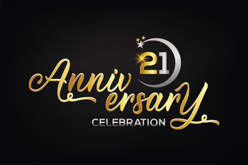 Star element gold color mixed luxury 21th anniversary invitation celebration