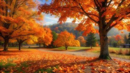 autumn background. bright colorful leaves of a red, orange and yellow colors colorful background with autumn maple leaves.