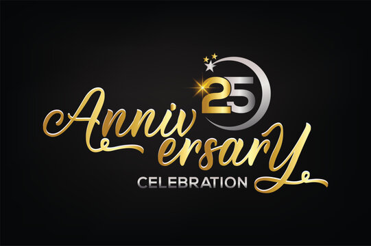Star element gold color mixed luxury 25th anniversary invitation celebration