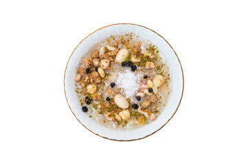 Traditional Turkish Dessert is Asure, Noah's Pudding on white background