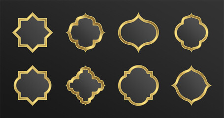 Islamic Frame Set - Luxury Gold - Editable Vector : Suitable for Islamic Theme and Other Graphic Related Assets.