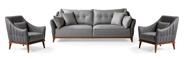 Modern furniture set isolated on white background . sofa and armchair