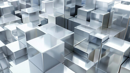 Silver abstract geometric cubes background.