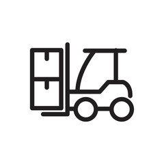 forklift icon carrying boxes, marker icon or instructions in factory warehouse. vector eps 10