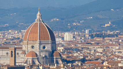 Fototapeta premium Sunlit Splendor: Piazzale Michelangelo's View of Piazza del Duomo