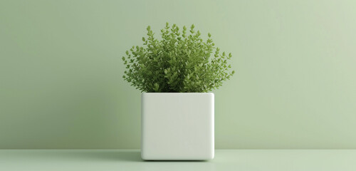 Minimalist square plant pot mockup with a smooth surface, ideal for subtle corporate logo placement and eco-friendly messages