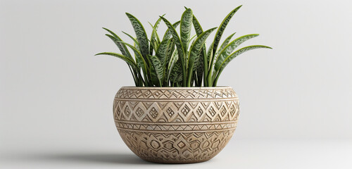 Ornamental plant pot mockup with an intricate design, perfect for detailed corporate branding and artistic messages