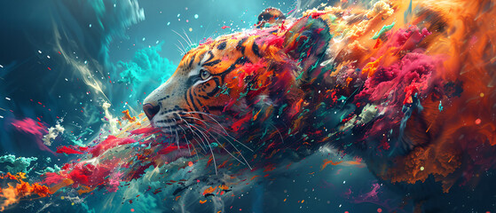 Tiger Essence in Explosive Color Burst