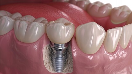 tooth implant prosthesis closeup model, dental surgery 
