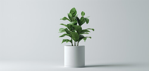 Plant pot mockup featuring a clean, cylindrical design with a matte finish for corporate branding and motivational messages - obrazy, fototapety, plakaty