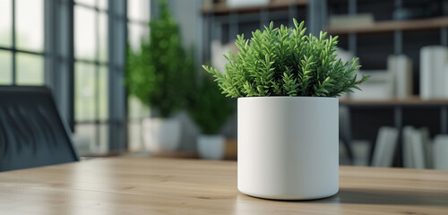 Plant pot mockup featuring a clean, cylindrical design with a matte finish for corporate branding and motivational messages