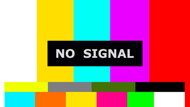 No Signal - TV Screen Test animated on tv background.