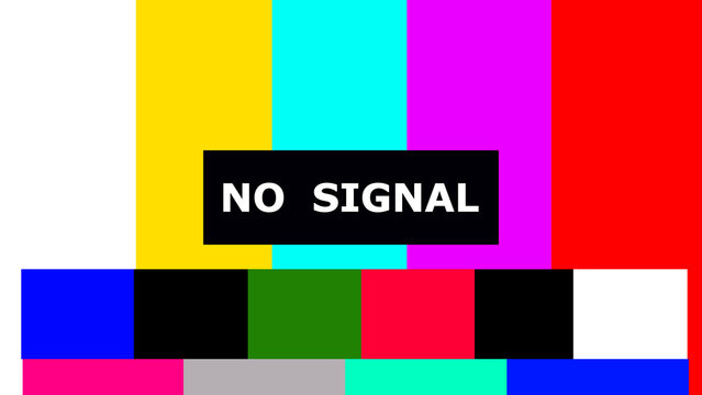 No Signal - TV Screen Test animated on tv background.