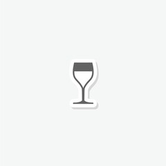 Wine in glass icon sticker isolated on gray background