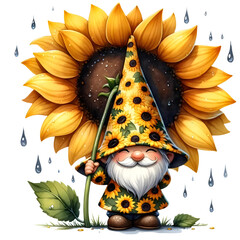  Cute Gnome Sunflowers Sublimation Gnome Clipart Sunflowers Gnome Commercial Use Gnome Flower Gardening Farmer Gnome Illustration PNG