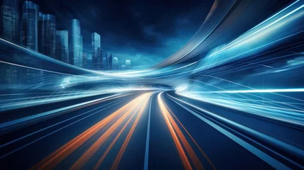 Foto op Plexiglas Highway overpass motion blur with futuristic connection road © crazyass