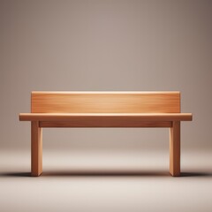 An empty wooden bench on a minimal background