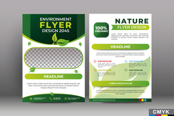 Nature environment flyer vertical template. vector