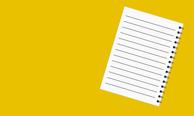 Notepad for notes, yellow background, flat design