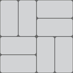 Grey tile for paving street, road or garden sidewalks. Vector basket weave cobblestone pavement top view. Bricks or stones, granite texture