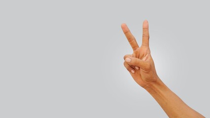 2 finger or piece gesture on light gray background