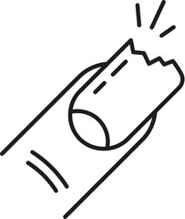 Broken nail icon for manicure service, hands care or fingernail treatment and beauty, line vector. Manicure and nail care outline pictogram of broken nail for repair and cosmetic restoration