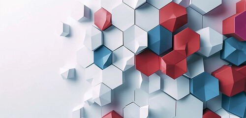 Hexagonal 3D product mockup with a geometric design, providing a unique canvas for corporate branding and innovation messages