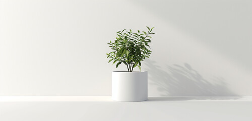 Low-profile plant pot mockup with a minimalist design, offering a clean canvas for corporate logos and zen-inspired messages