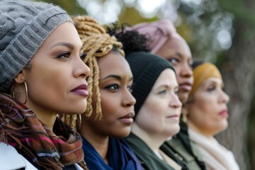 Fototapeta premium Group of Women Standing in Solidarity. Generative AI