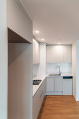 The interior of the renovated kitchen in the apartment