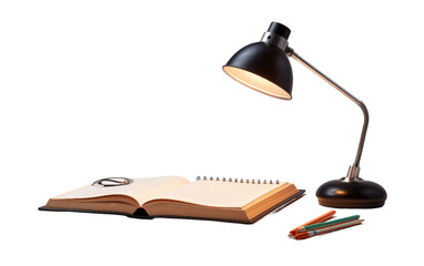 Desk Lamp with Notebook Isolated on Transparent Background PNG.