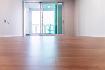 The interior of the renovated living room in the apartment